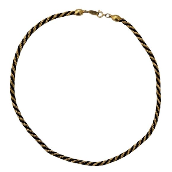 Vintage 1980’s Trifari Gold Tone and Black Rope 16” Necklace ESTATE - Picture 1 of 3